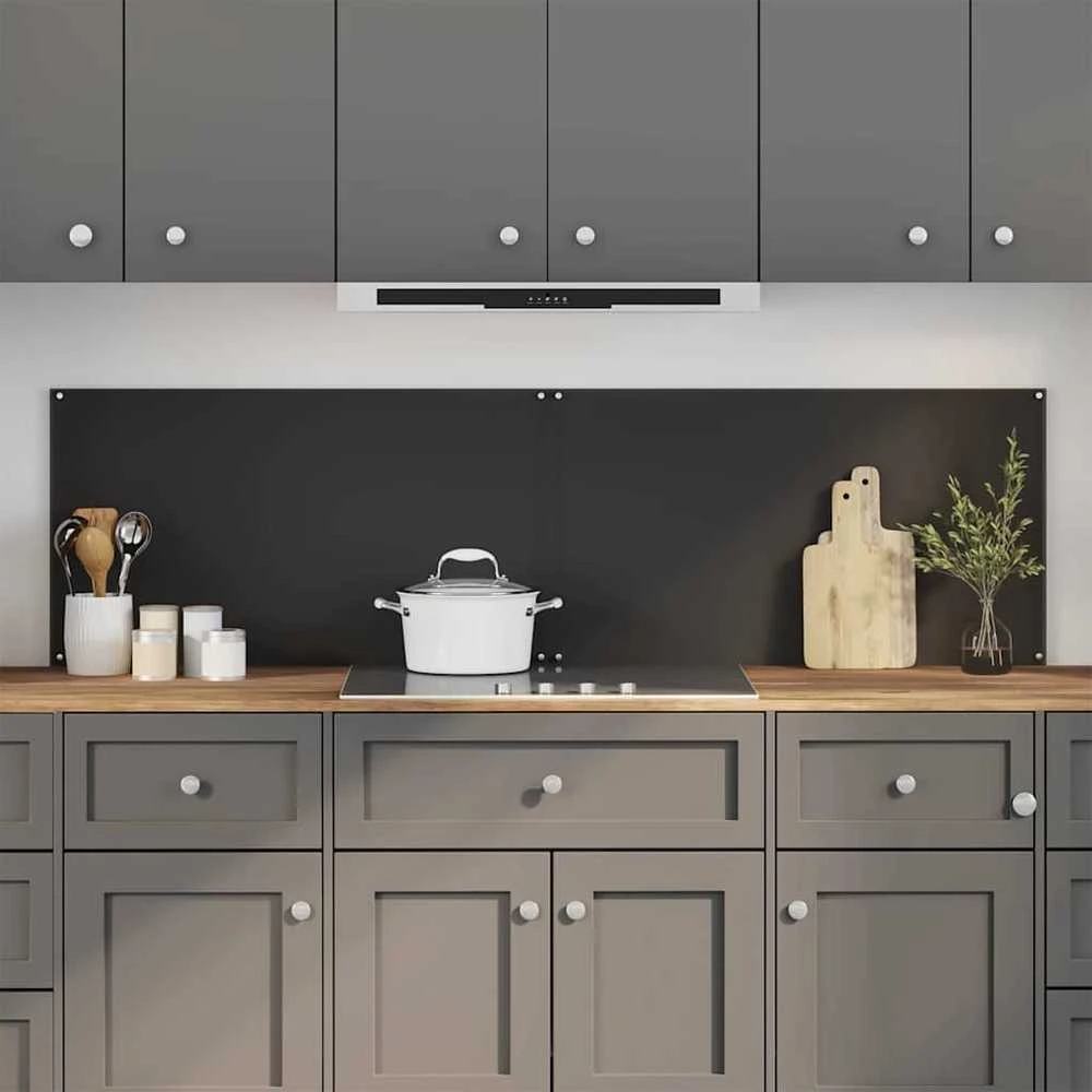 Virtuvės atbraila 2 vnt. Juoda 90 x 50 cm grūdintas stiklas