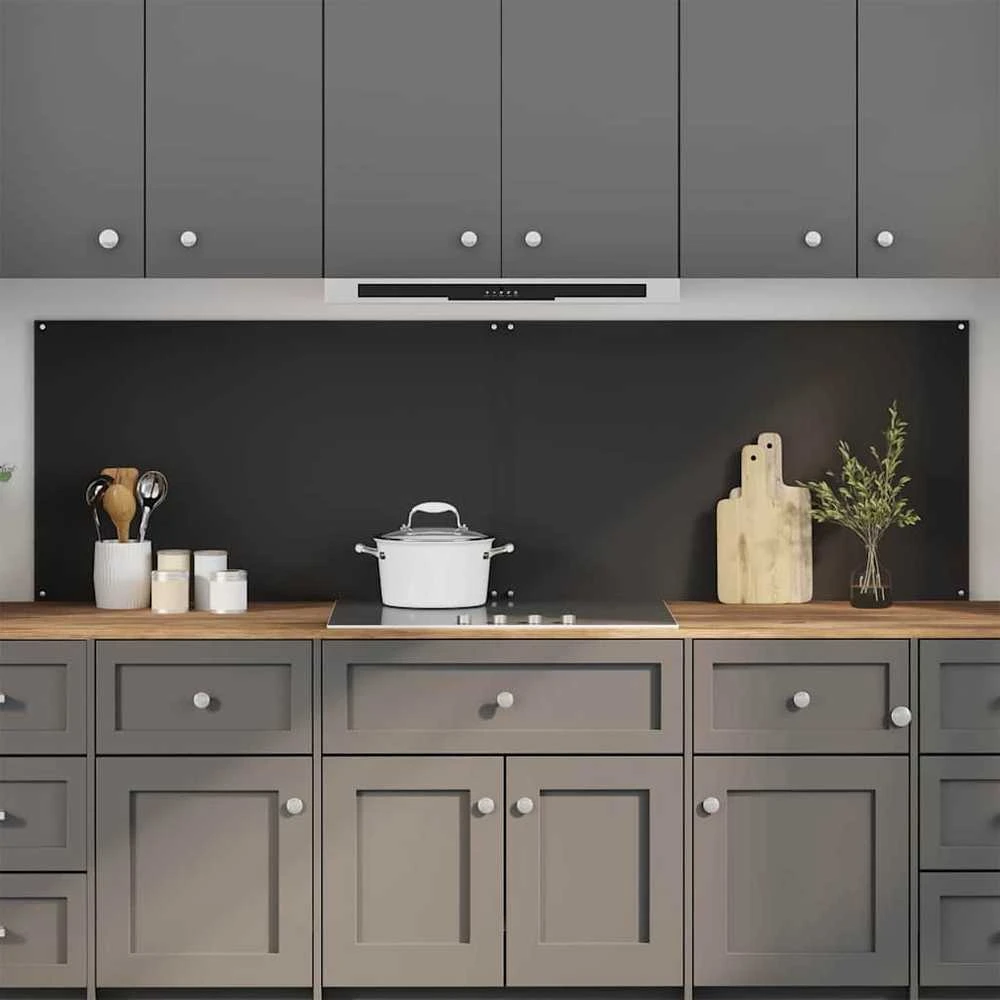 Virtuvės atbraila 2 vnt. Juoda 100 x 60 cm grūdintas stiklas