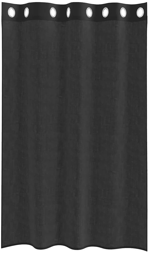Voile užuolaidos su įvorėmis, 2vnt., juodos spalvos, 140x175cm