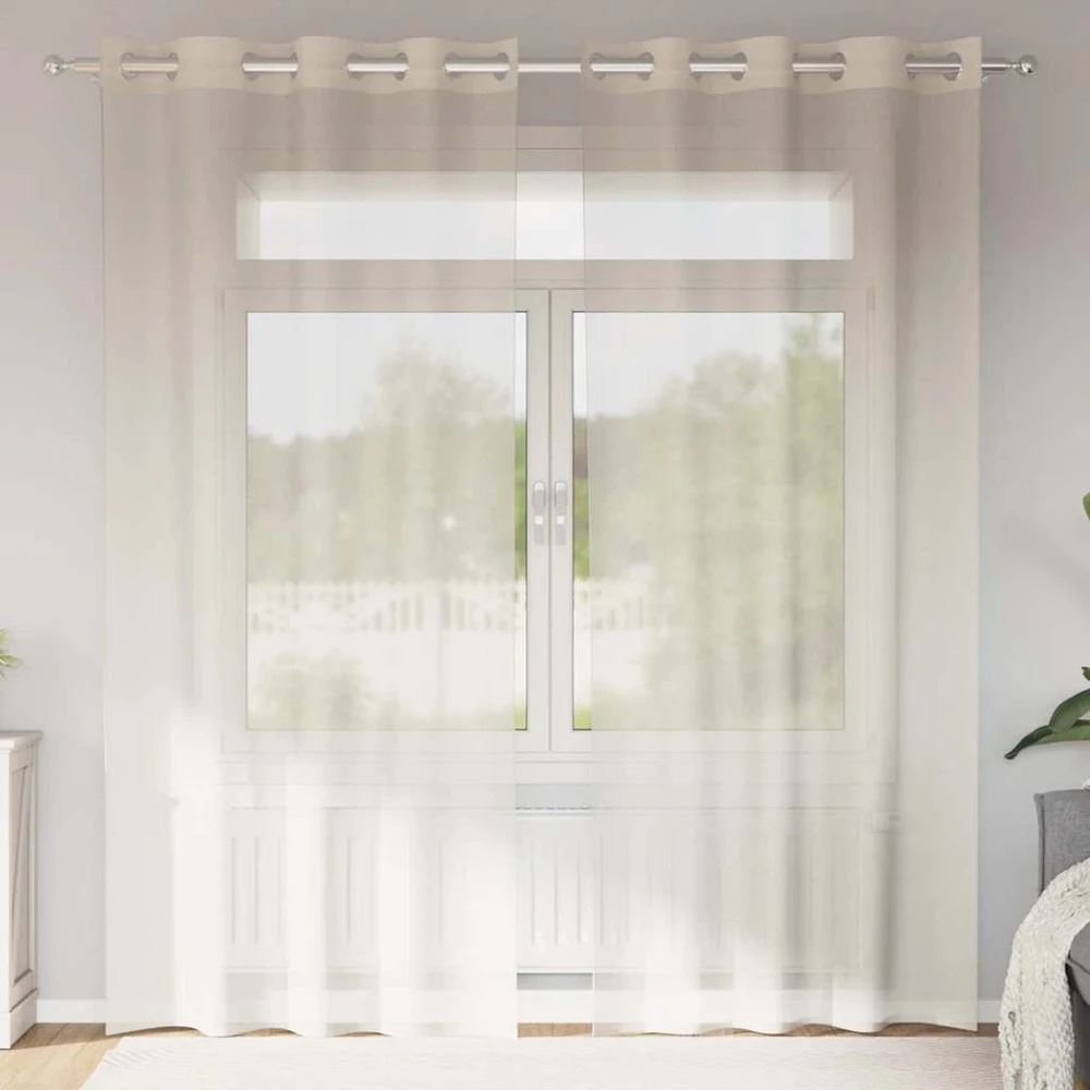 Voile užuolaidos su įvorėmis, 2vnt., kreminės, 140x225cm