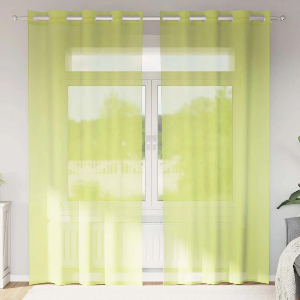 Voile užuolaidos su įvorėmis, 2vnt., obuolio žalios, 140x225cm