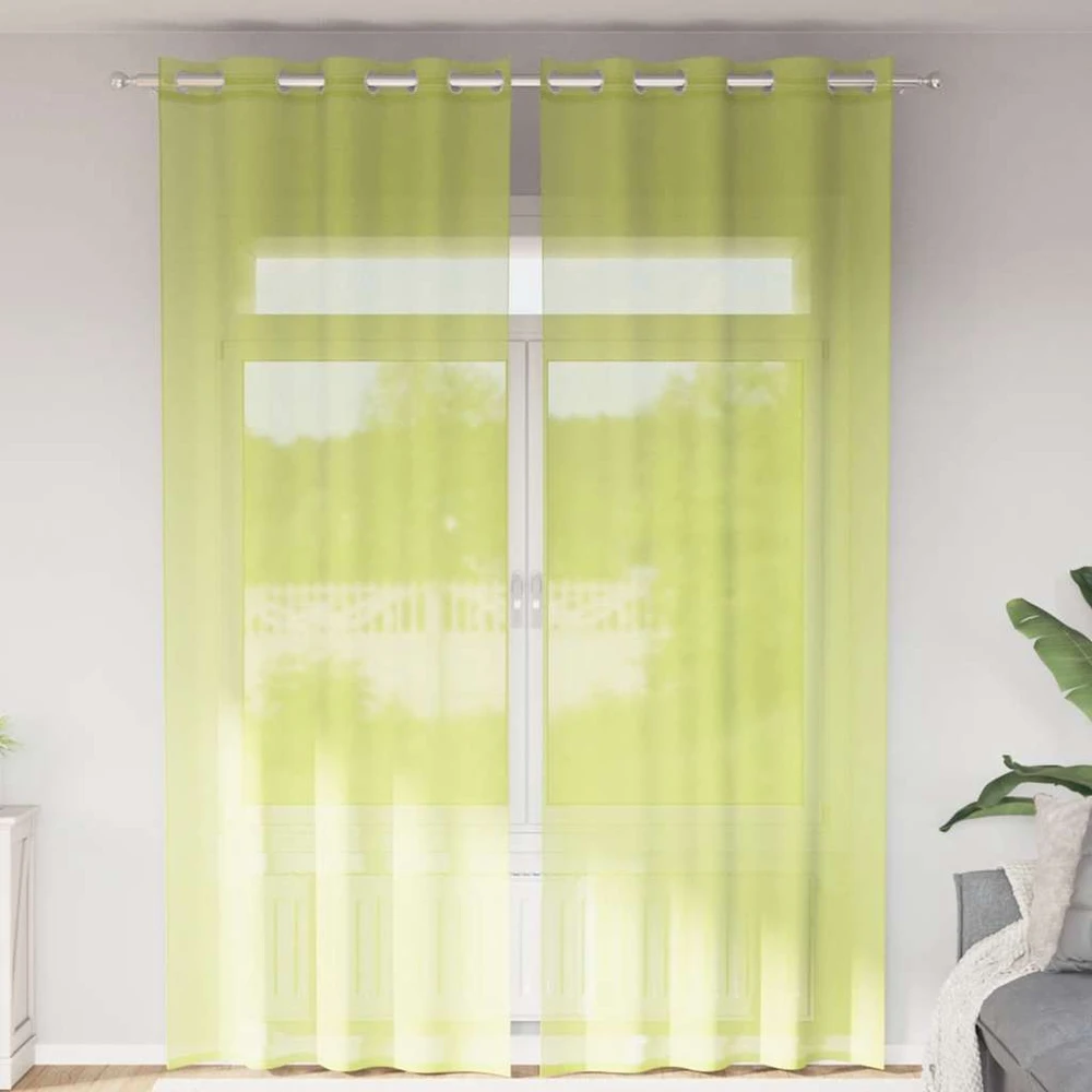 Voile užuolaidos su įvorėmis, 2vnt., obuolio žalios, 140x260cm