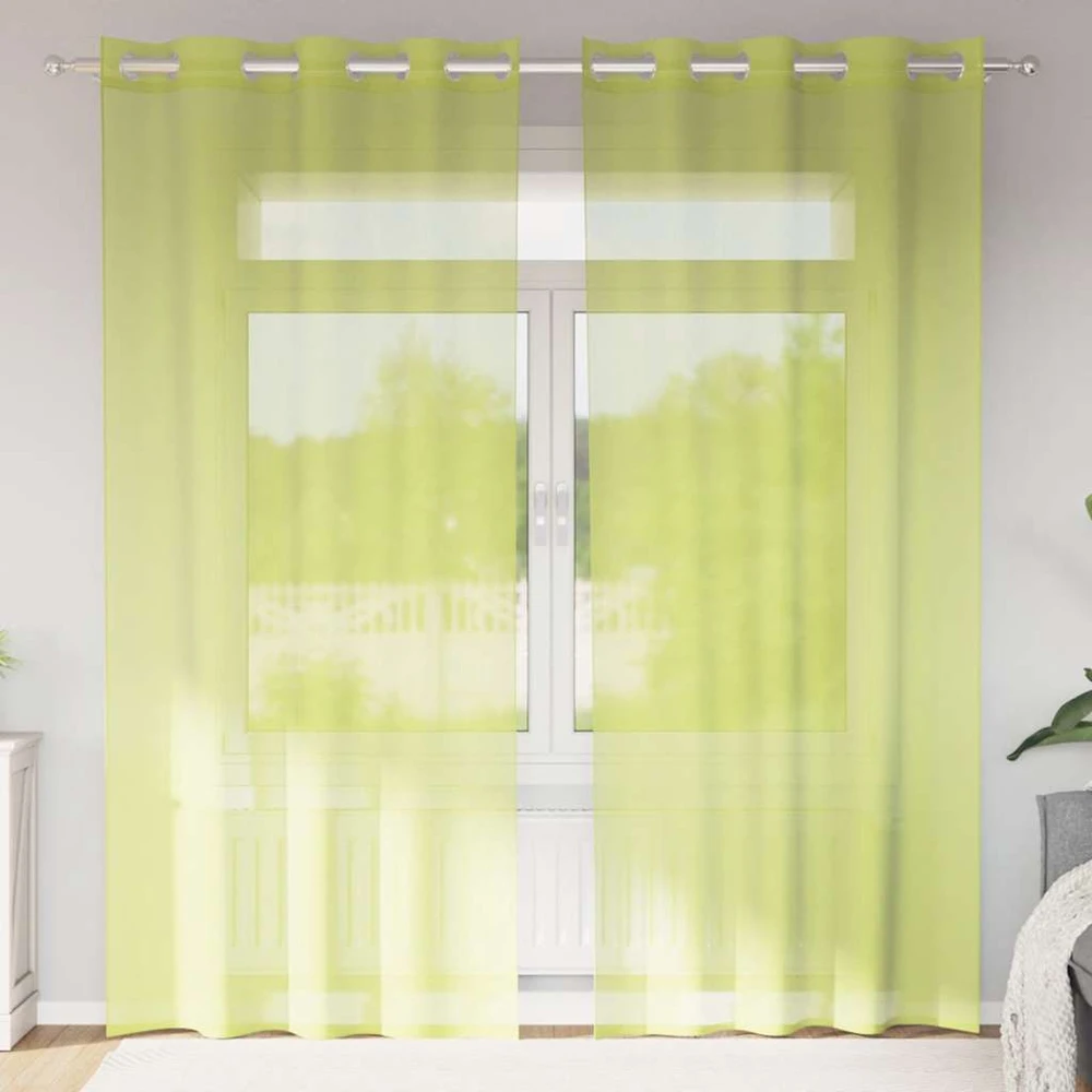 Voile užuolaidos su įvorėmis, 2vnt., obuolio žalios, 140x245cm