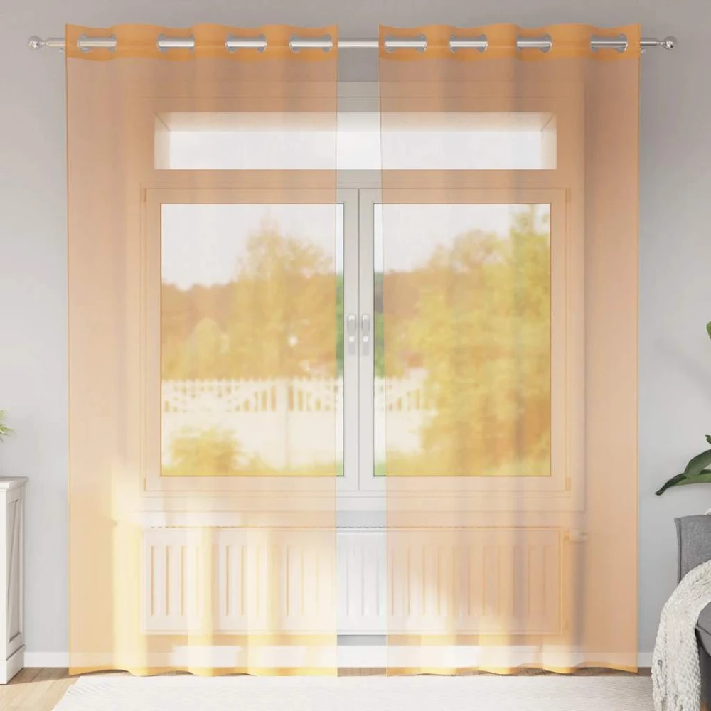 Voile užuolaidos su įvorėmis, 2vnt., oranžinis, 140x225cm