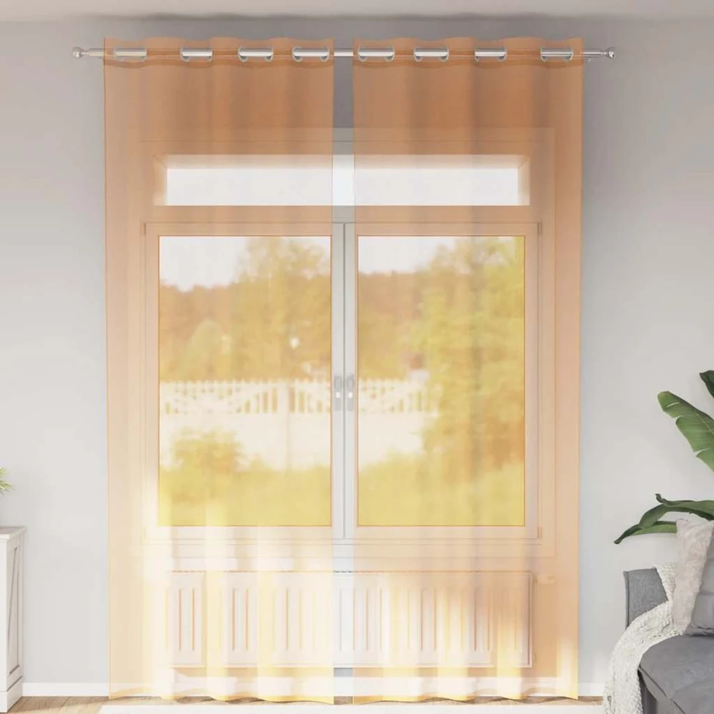 Voile užuolaidos su įvorėmis, 2vnt., oranžinis, 140x300cm