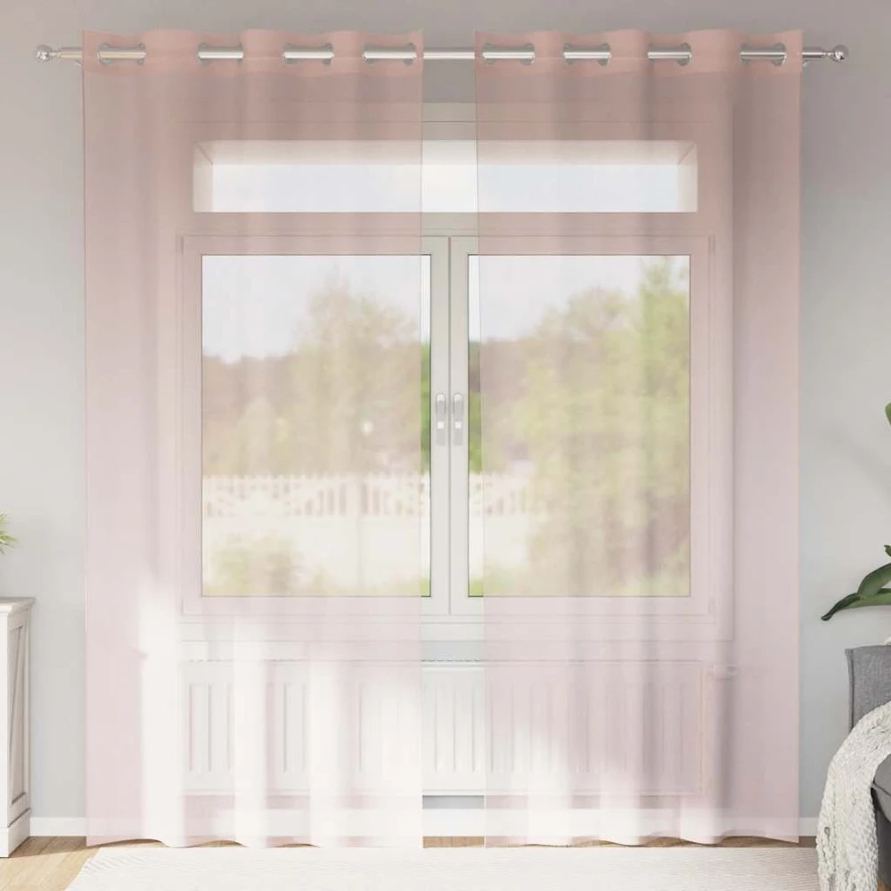 Voile užuolaidos su įvorėmis, 2vnt., šviesiai rožinė, 140x245cm