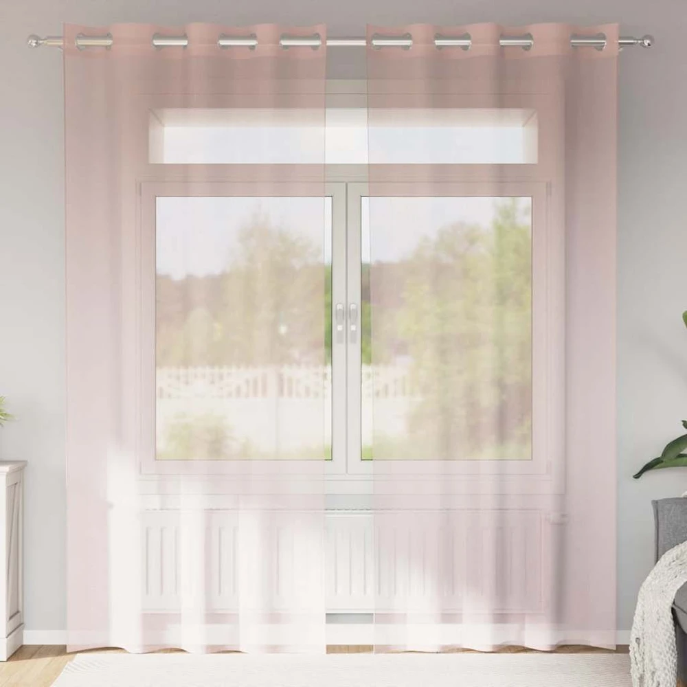 Voile užuolaidos su įvorėmis, 2vnt., šviesiai rožinė, 140x225cm