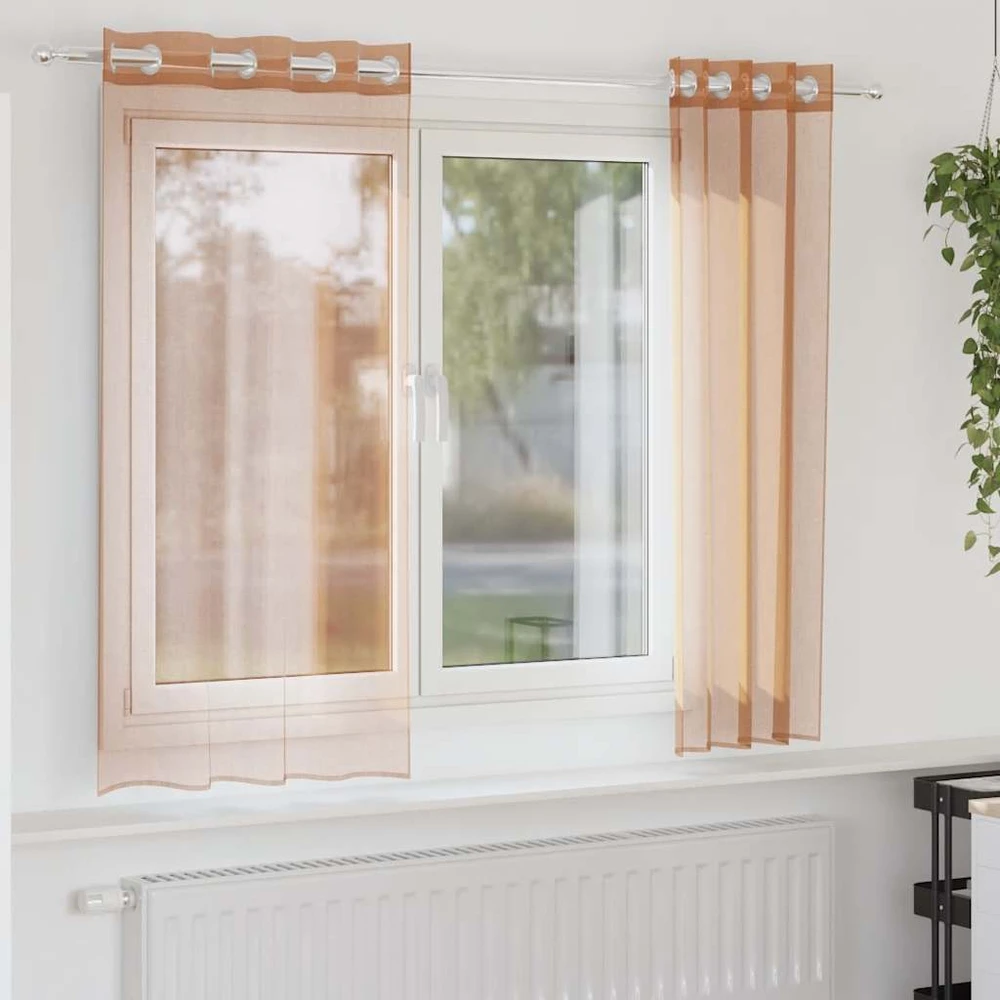 Voile užuolaidos su įvorėmis, 2vnt., terakota spalvos