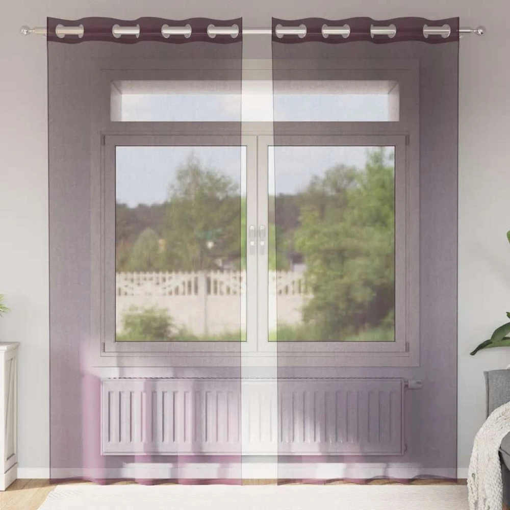 Voile užuolaidos su įvorėmis, 2vnt., violetinės sp., 140x225cm