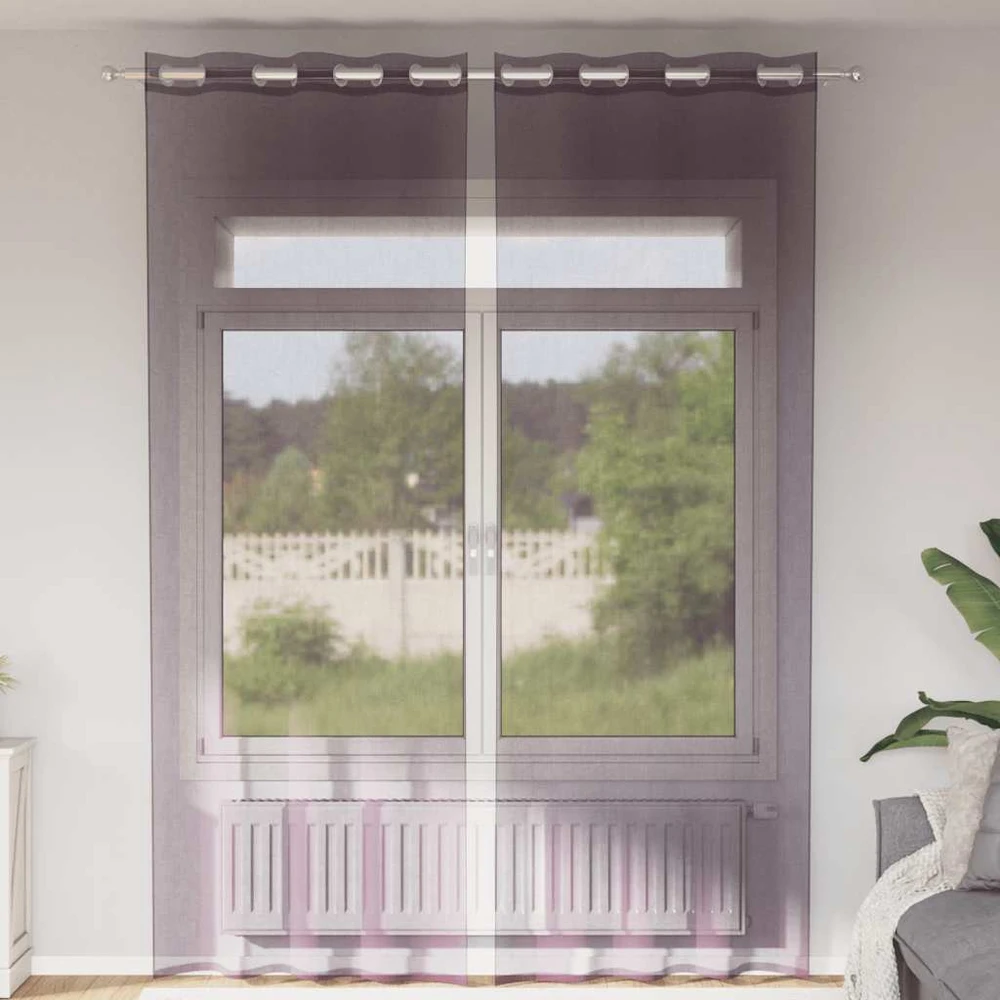 Voile užuolaidos su įvorėmis, 2vnt., violetinės sp., 140x260cm