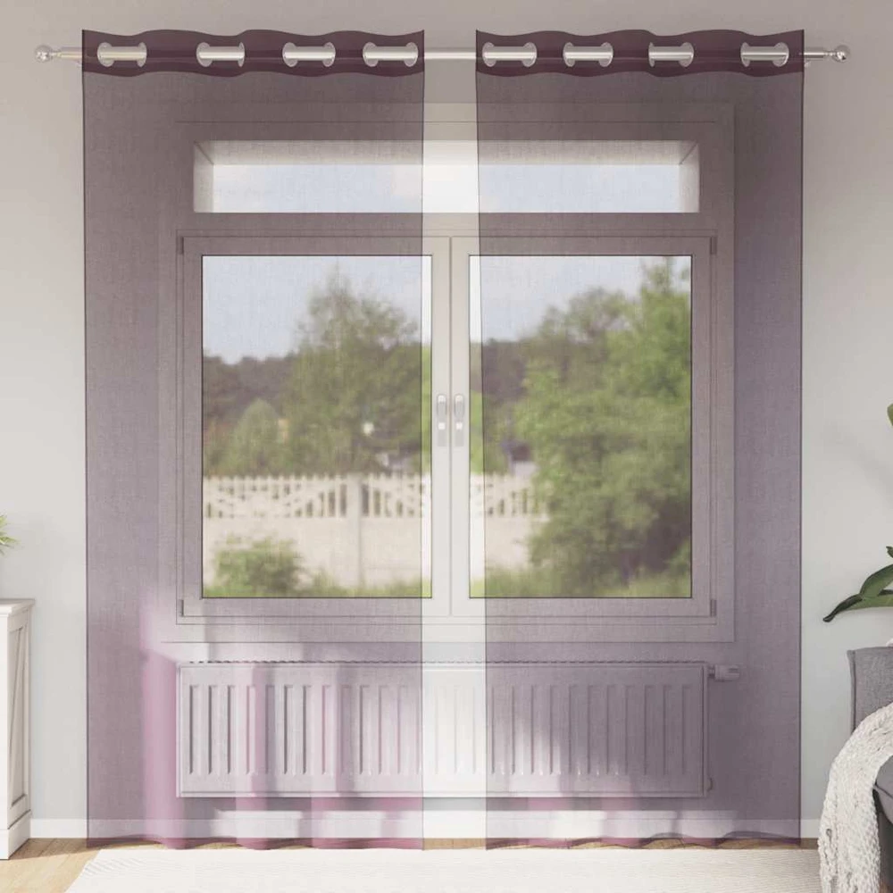 Voile užuolaidos su įvorėmis, 2vnt., violetinės sp., 140x245cm