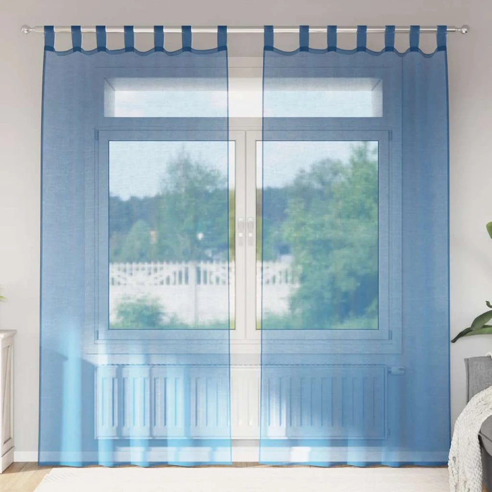 Voile užuolaidos su kilpomis, 2vnt., karališka mėlyna 140x245cm