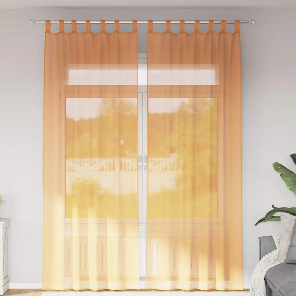 Voile užuolaidos su kilpomis, 2vnt., oranžinis, 140x260cm