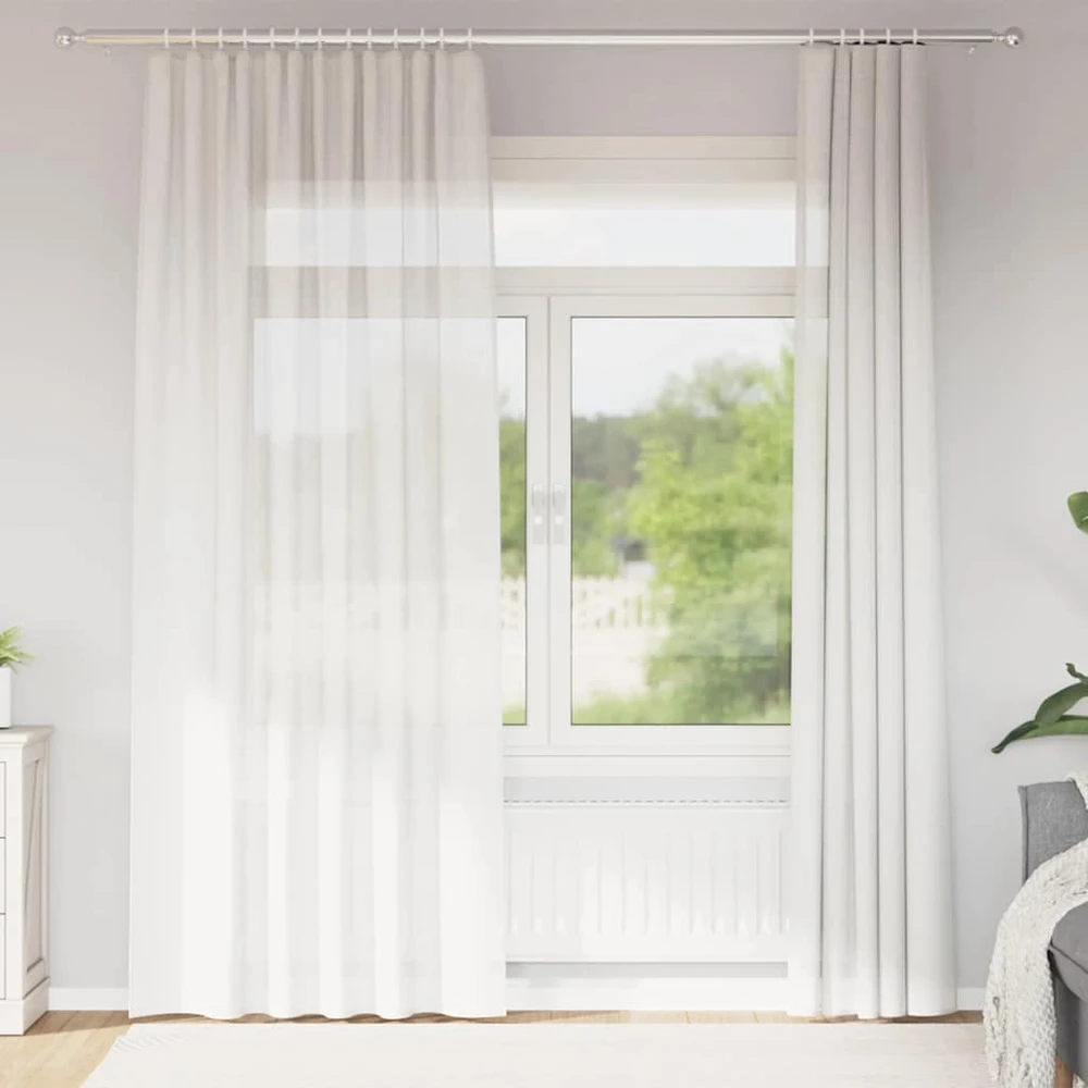 Voile užuolaidos su strypų kišenėmis, 2vnt., baltos spalvos