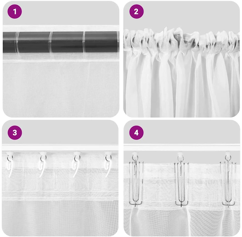 Voile užuolaidos su strypų kišenėmis, 2vnt., turkio spalvos