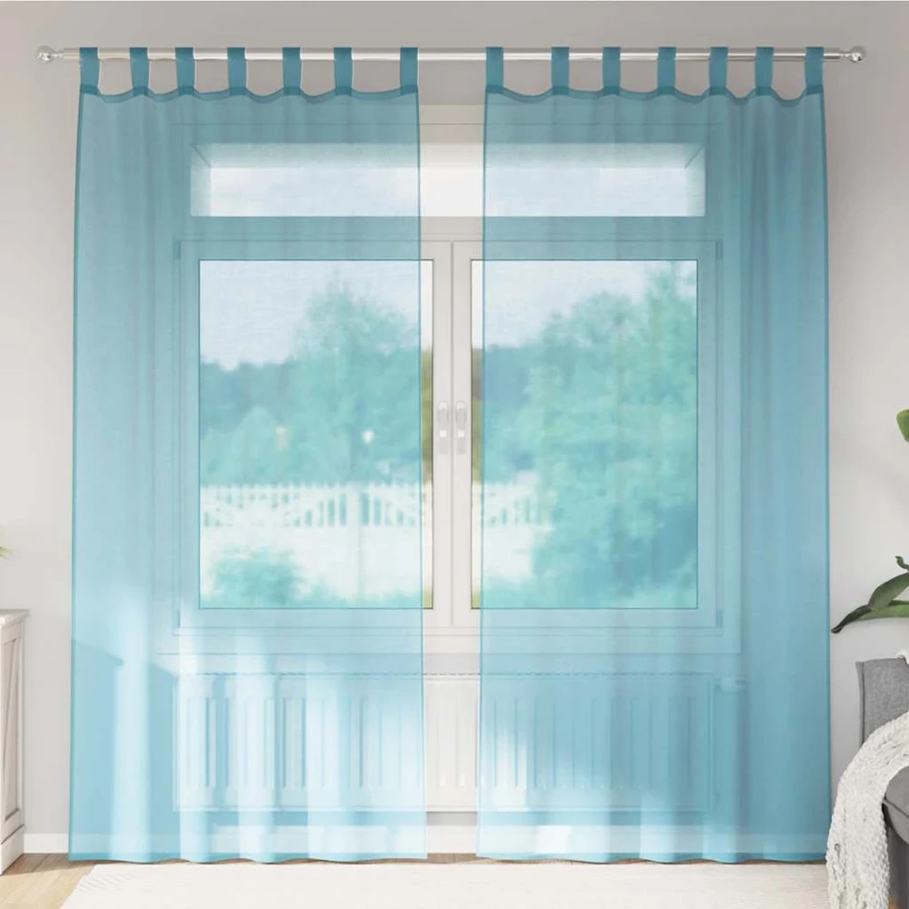 Voile užuolaidos su strypų kišenėmis, 2vnt., turkio spalvos
