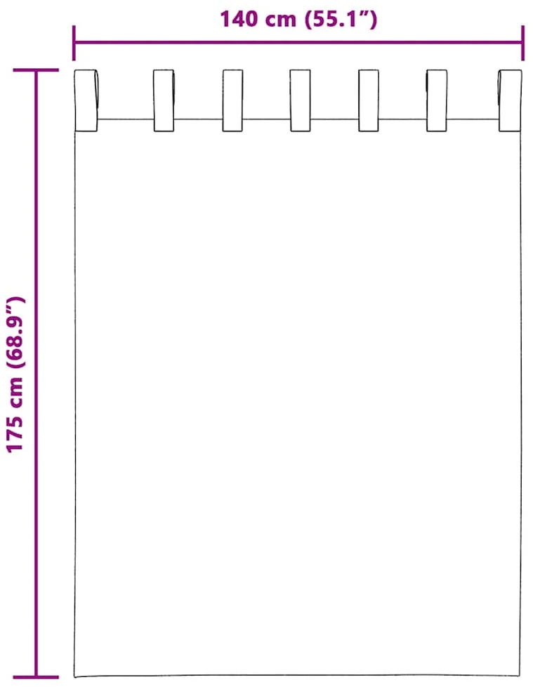 Voile užuolaidos su viršutine dalimi, 2vnt., juodos spalvos