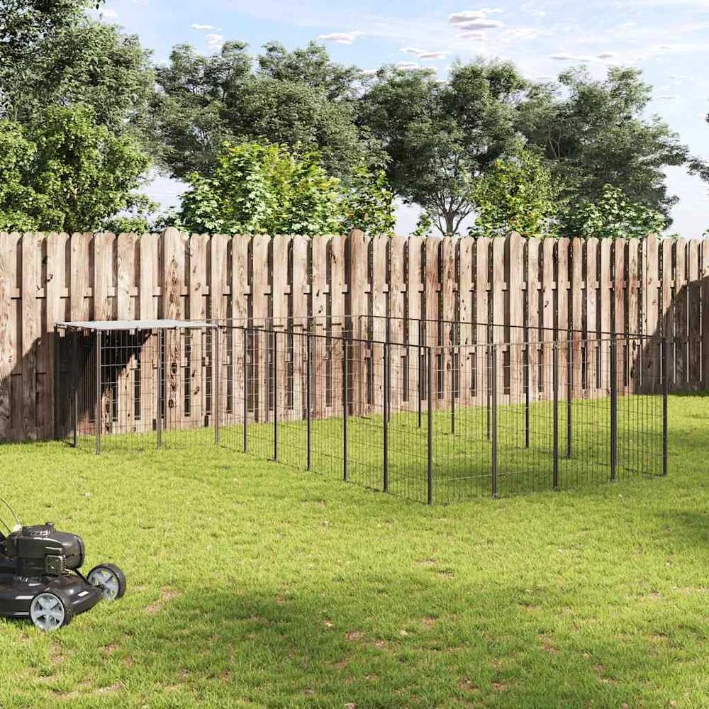 Voljeras šunims, juodos spalvos, 10,89 m², plienas