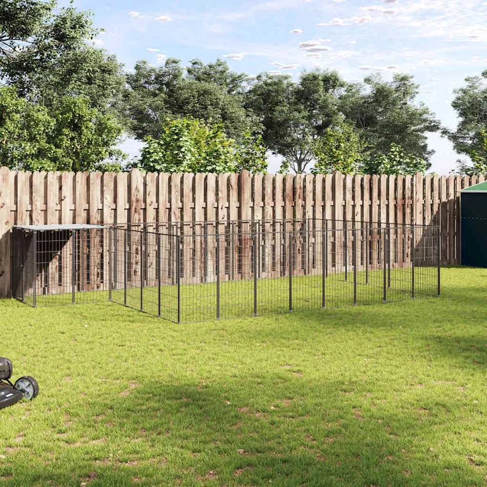 Voljeras šunims, juodos spalvos, 15,73 m², plienas