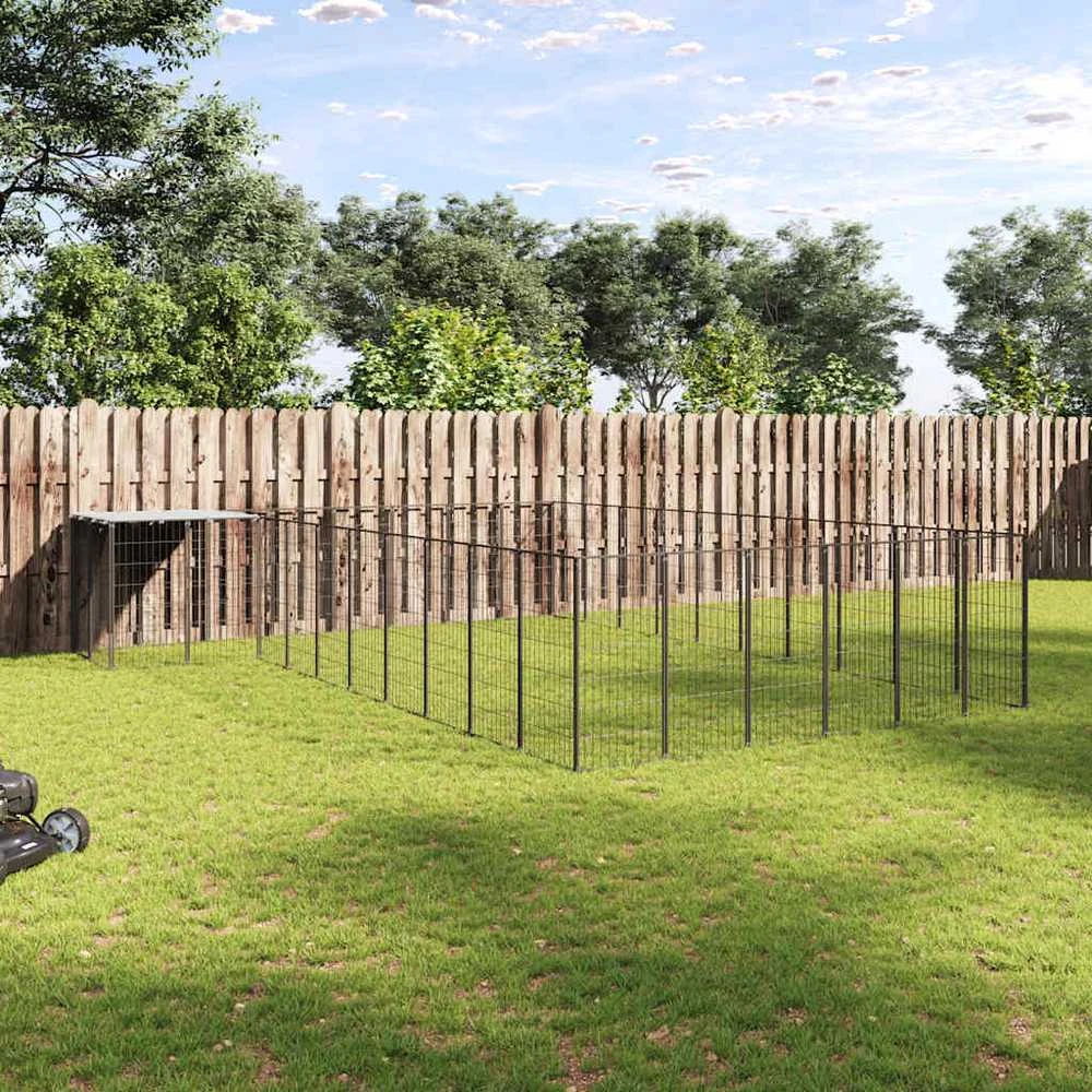 Voljeras šunims, juodos spalvos, 19,36 m², plienas