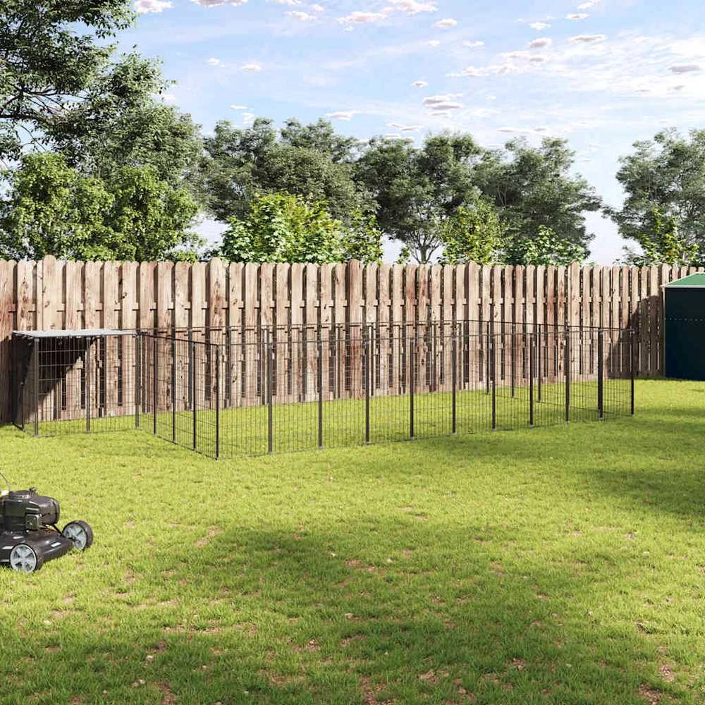 Voljeras šunims, juodos spalvos, 19,36 m², plienas