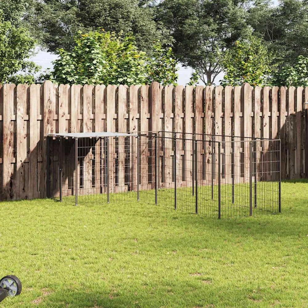Voljeras šunims, juodos spalvos, 4,84 m², plienas