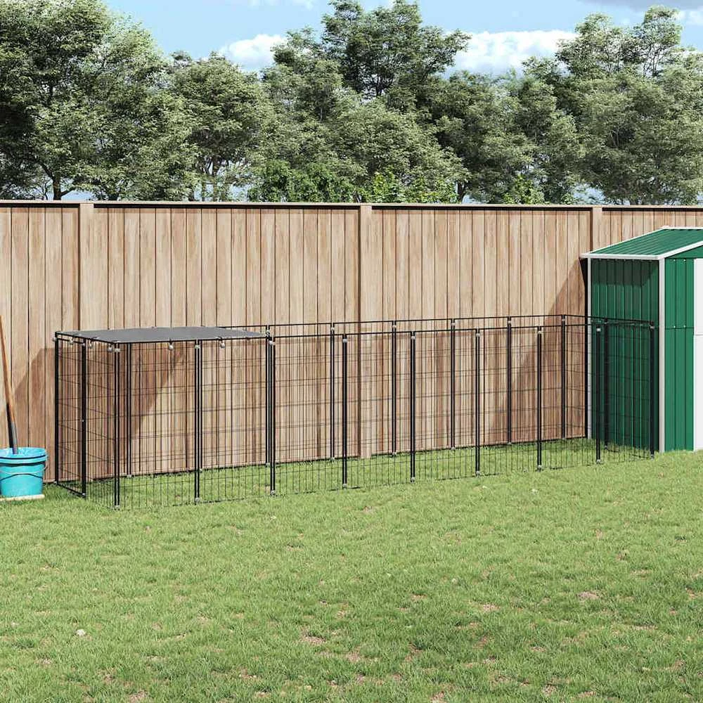 Voljeras šunims, juodos spalvos, 4,84 m², plienas