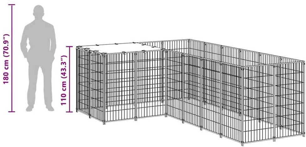 Voljeras šunims, juodos spalvos, 4,84 m², plienas