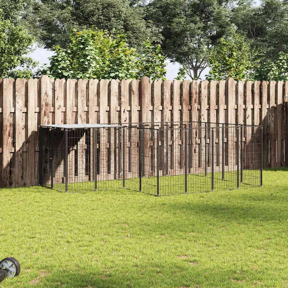 Voljeras šunims, juodos spalvos, 6,05 m², plienas