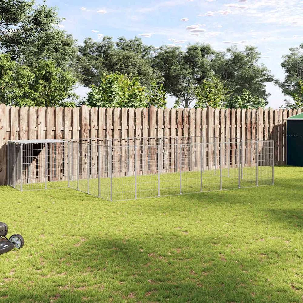Voljeras šunims, sidabrinės spalvos, 15,73 m², plienas
