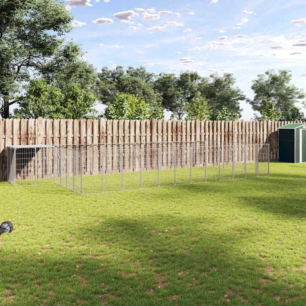 Voljeras šunims, sidabrinės spalvos, 22,99 m², plienas