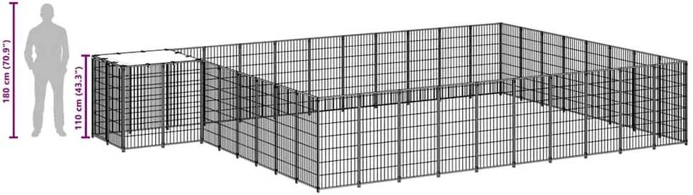 Voljeras šunims, sidabrinės spalvos, 25,41 m², plienas