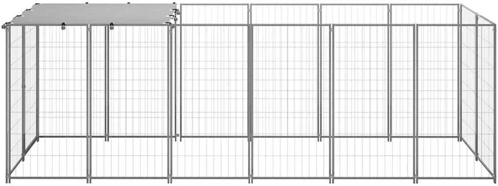 Voljeras šunims, sidabrinės spalvos, 330x110x110cm, plienas