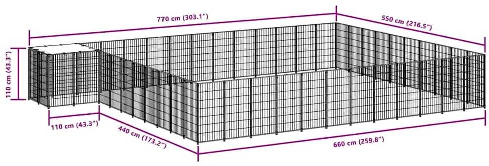 Voljeras šunims, sidabrinės spalvos, 37,51m², plienas