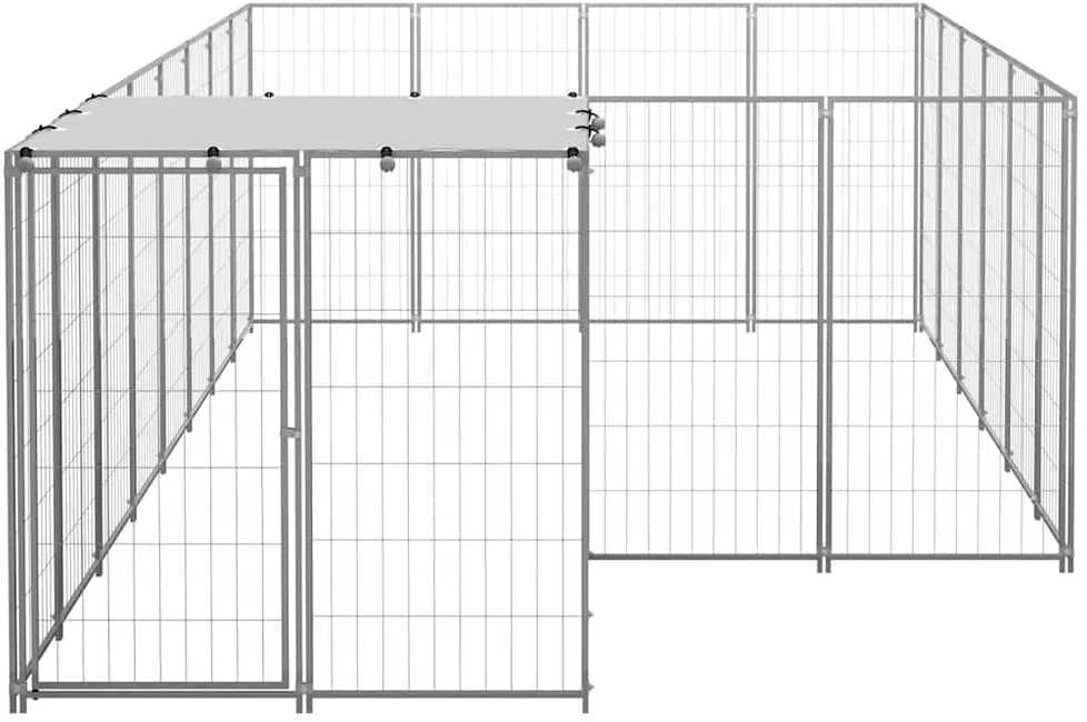 Voljeras šunims, sidabrinės spalvos, 8,47 m², plienas