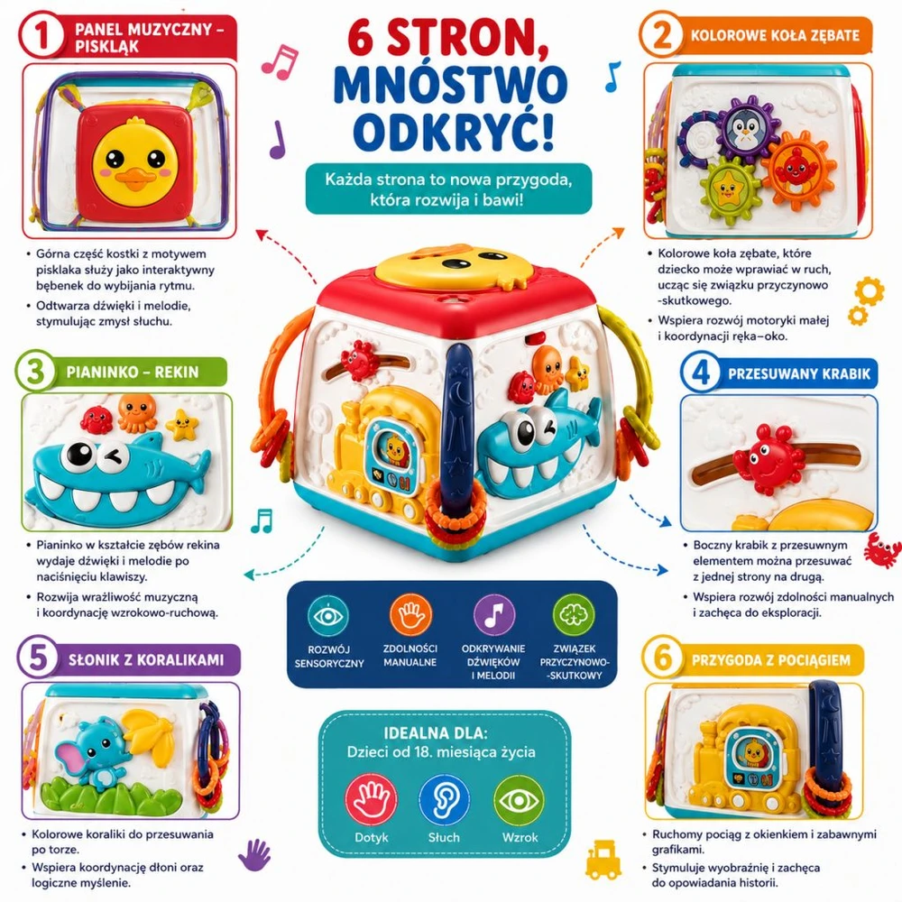 WOOPIE BABY interaktyvus daugiafunkcis edukacinis kubas 18 mėn.+