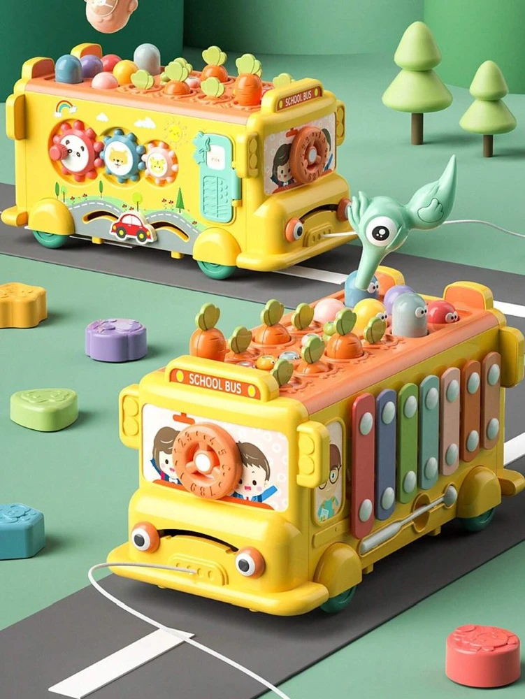 Woopie Baby WOOPIE Interaktyvus Edukacinis Autobusėlis 6w1 Młoteczek Cymbałki +18m