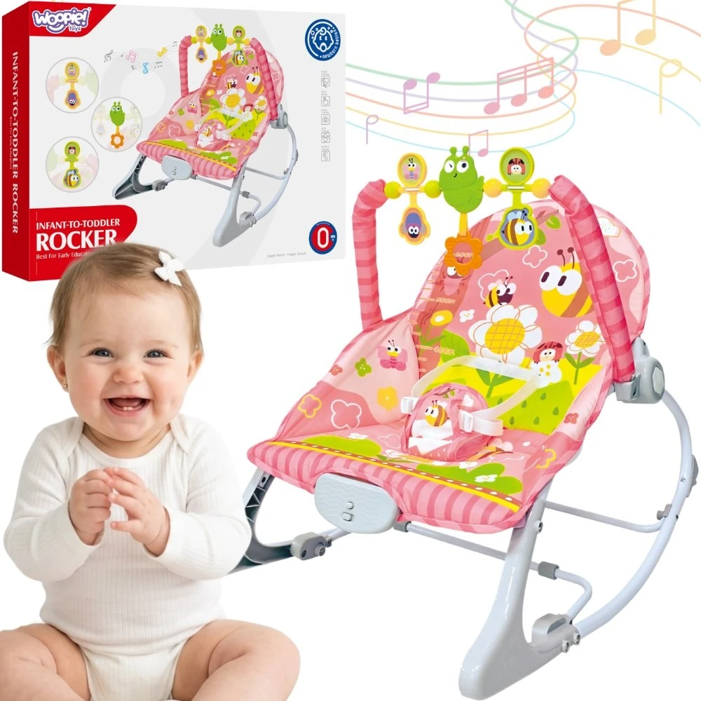 WOOPIE BABY rožinė vibruojanti sūpuoklė su arka