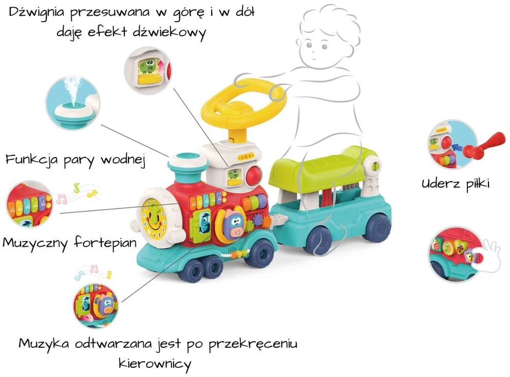 WOOPIE BABY traukinukas stumdukas važiuojantis 2 in 1