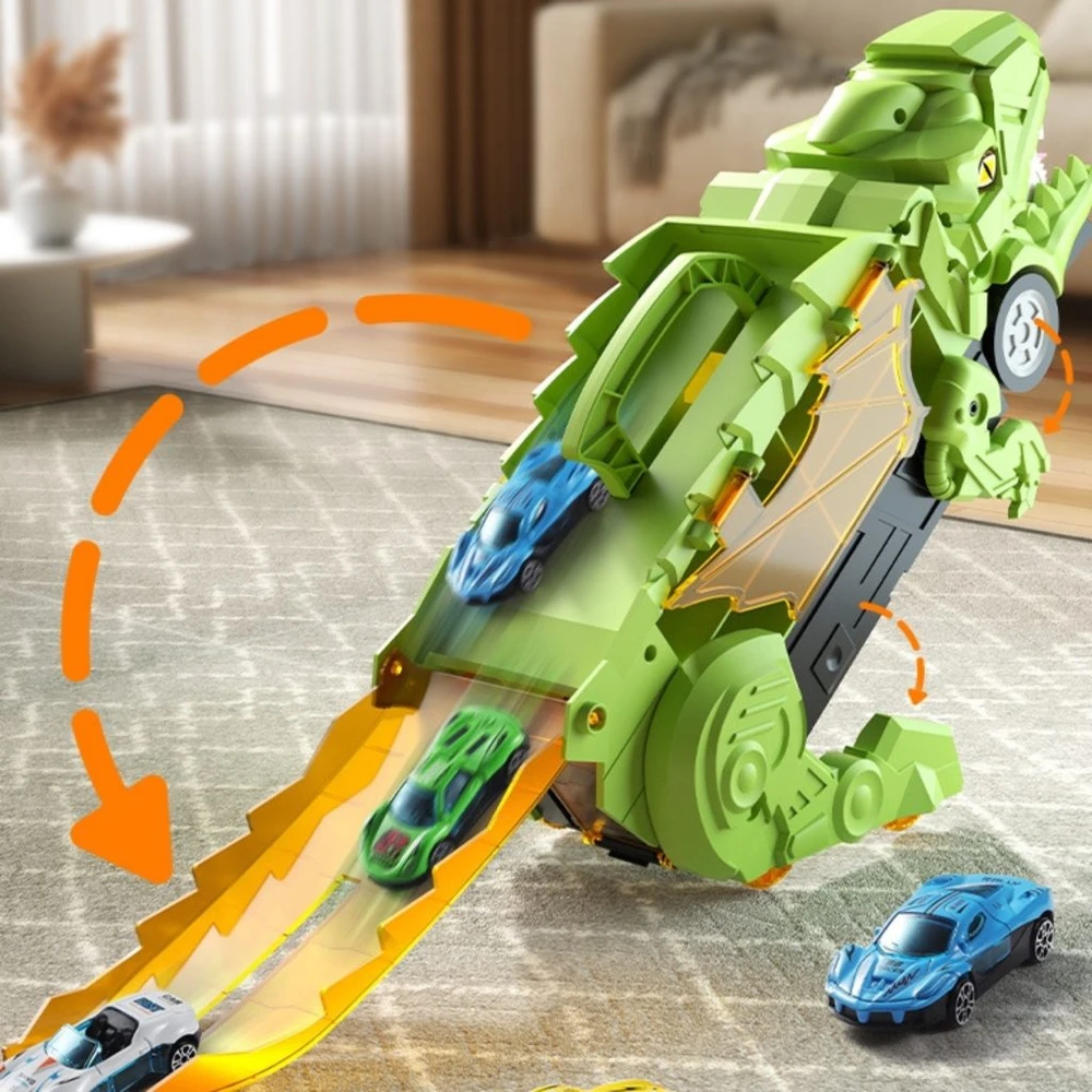 Woopie Žaislinis rinkinys: Dinosaūras ir automobilių trasa