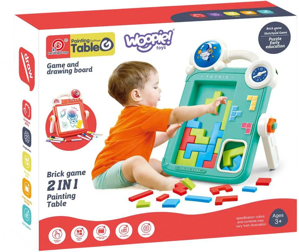 WOOPIE dvipusė piešimo lenta ir Tetris žaidimas 2in1