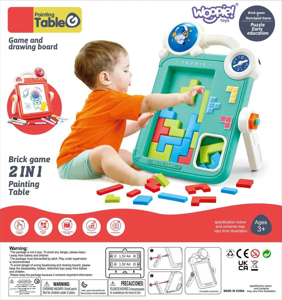WOOPIE dvipusė piešimo lenta ir Tetris žaidimas 2in1