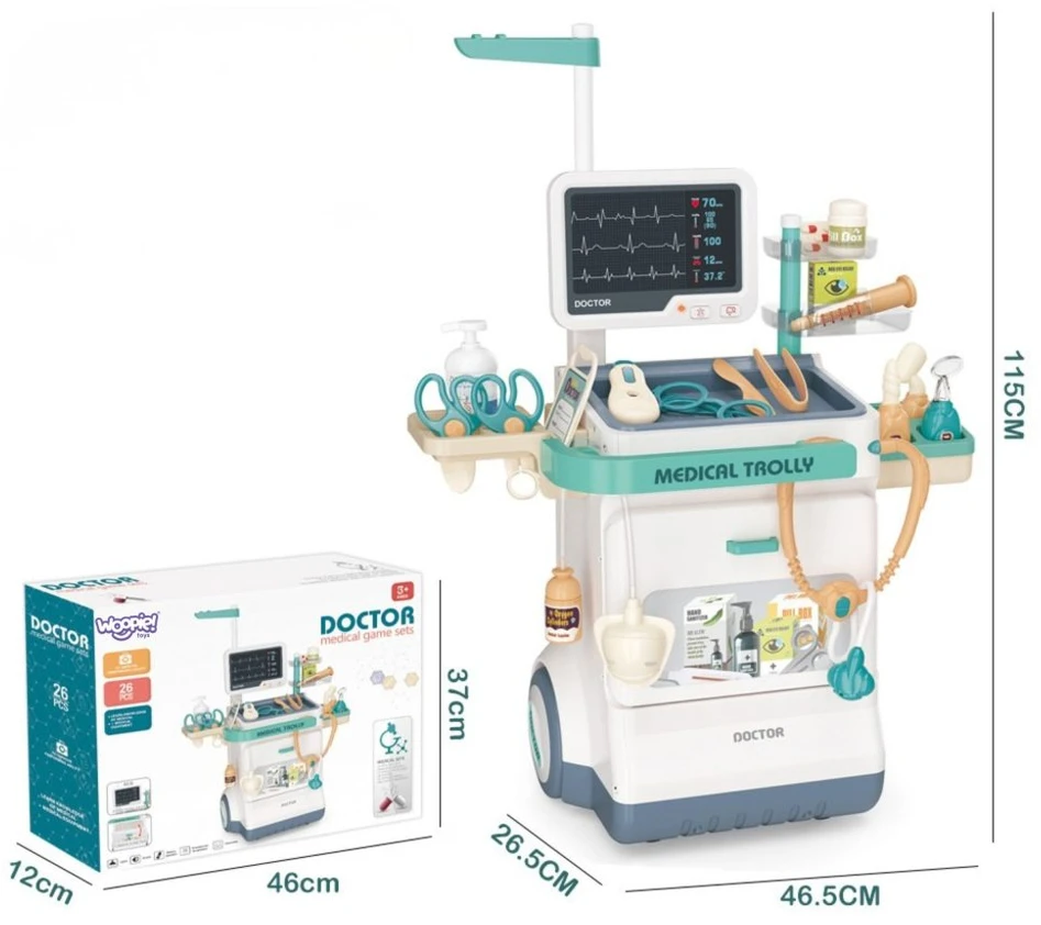 WOOPIE gydytojo vežimėlio rinkinys Little Doctor su EKG