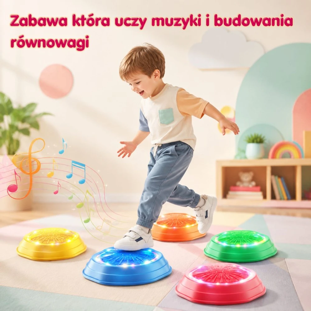 WOOPIE interaktyvūs pusiausvyros akmenys su garsu ir šviesa 5 vnt.
