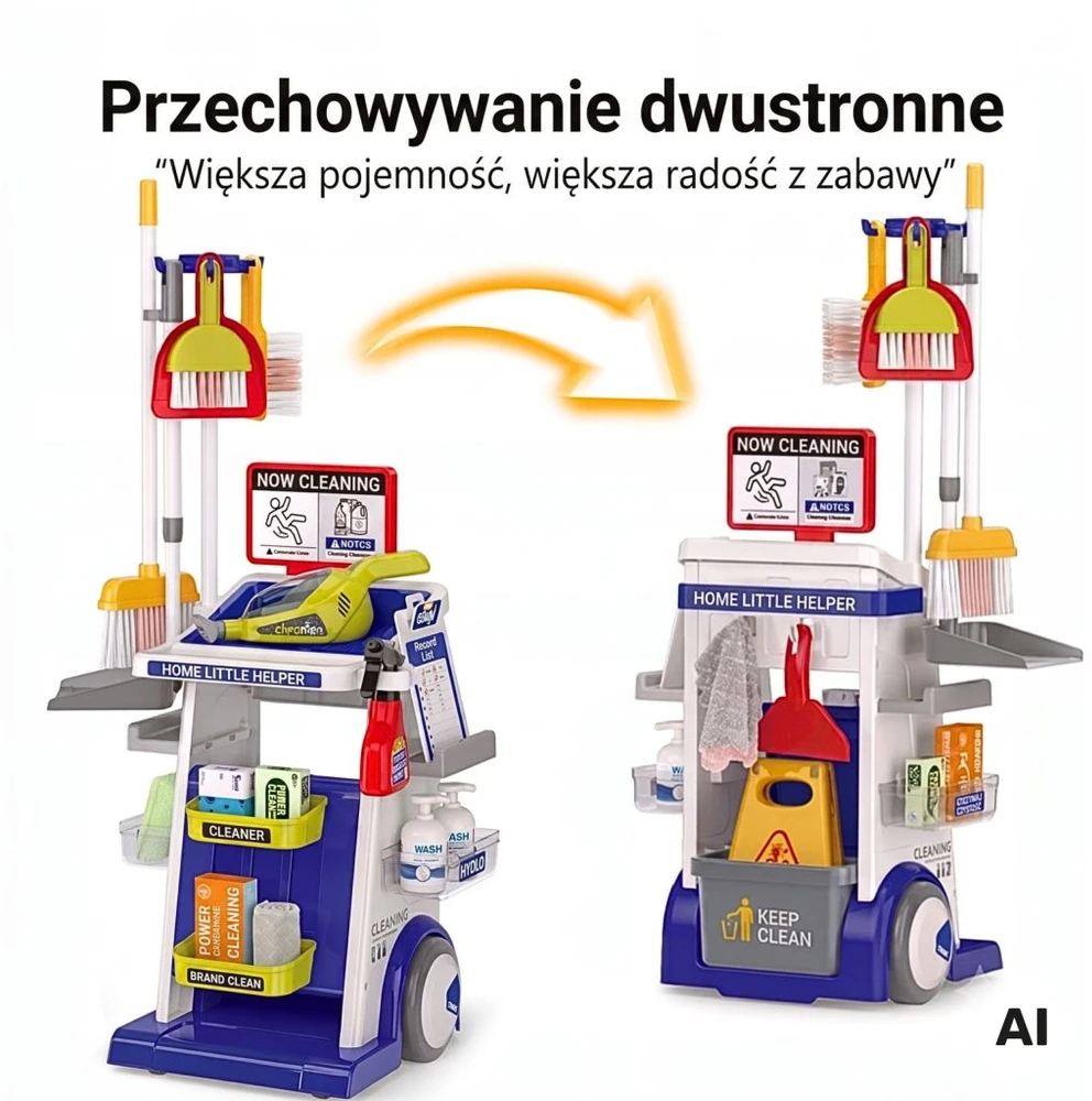 Woopie Kidsvalymo rinkinys su vežimėliu dulkių siurblio priedais XXL 22 vnt.