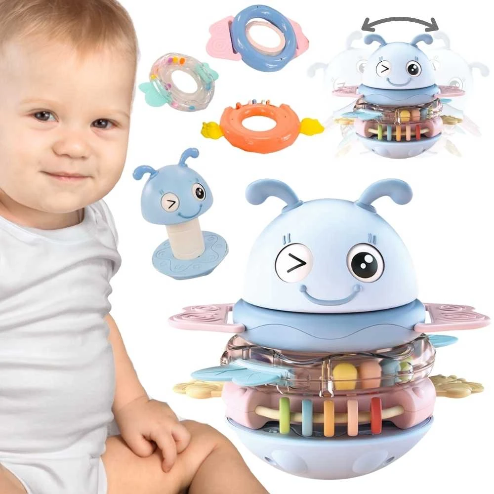 Woopie Baby WOOPIE kūdikių sensorinis žaislas 2in1 mėlynas