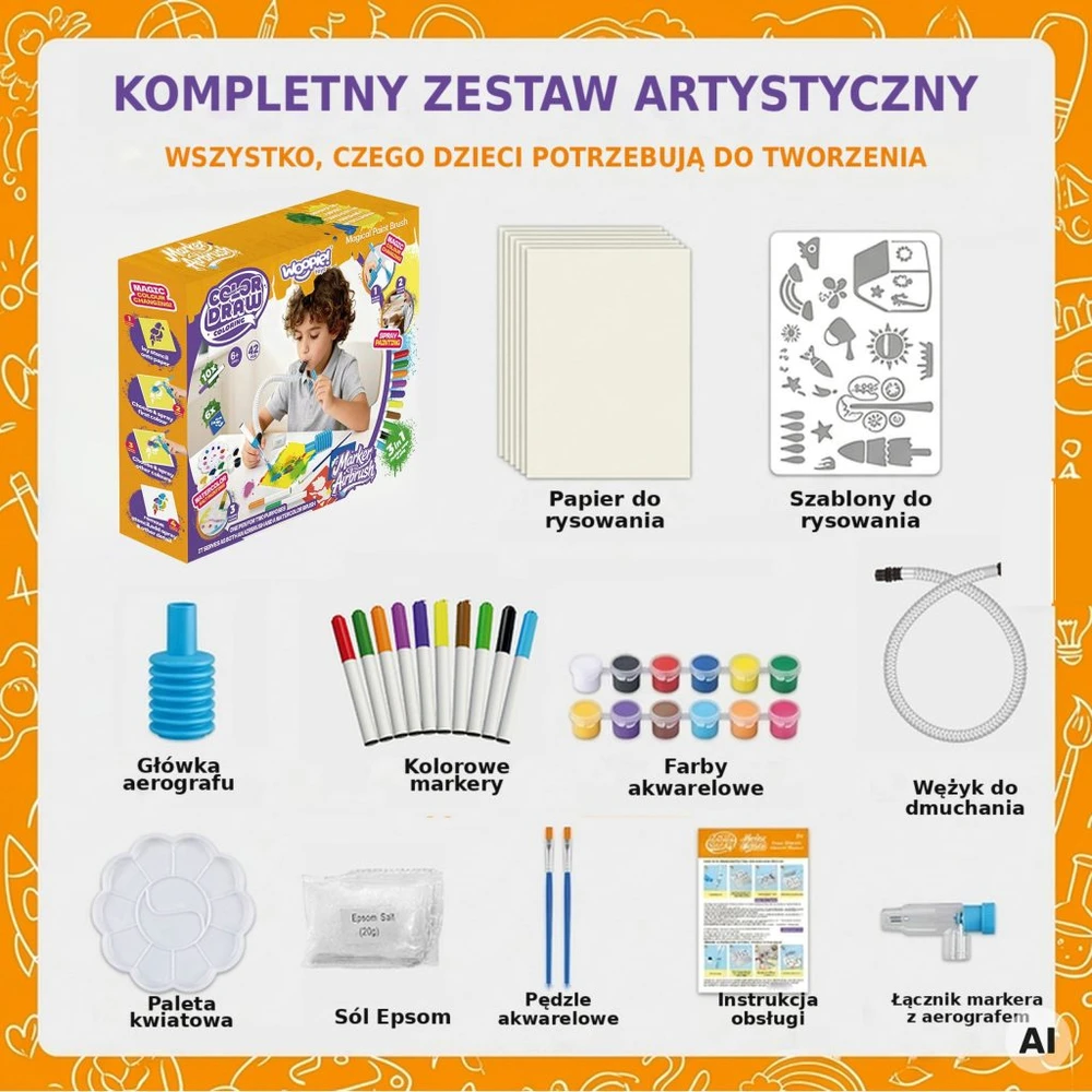 WOOPIE kūrybinis dažymo ir rankdarbių rinkinys 3 in 1 42 vnt.