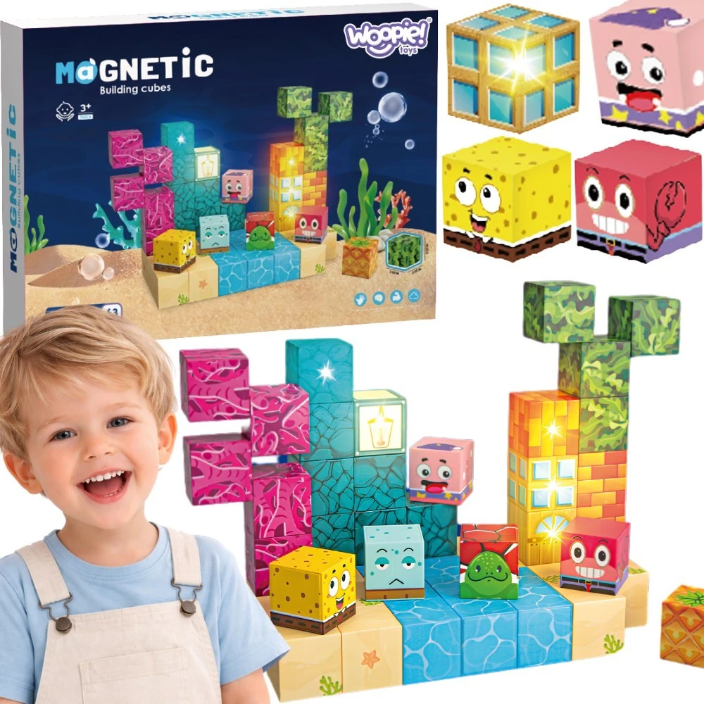 Woopie magnetiniai kubeliai 63 d. Vandenyno dėlionė 3D