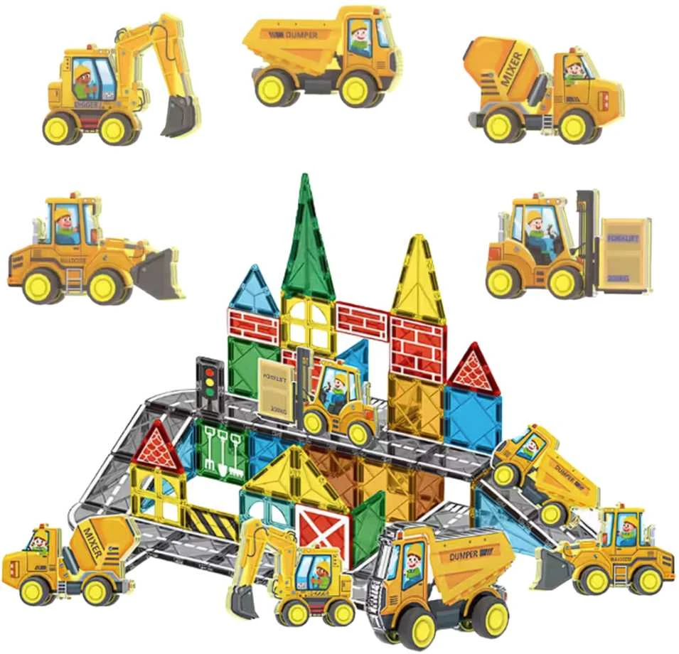 WOOPIE Magnetinis Konstruktorius su Statybiniais Automobiliais 30vnt