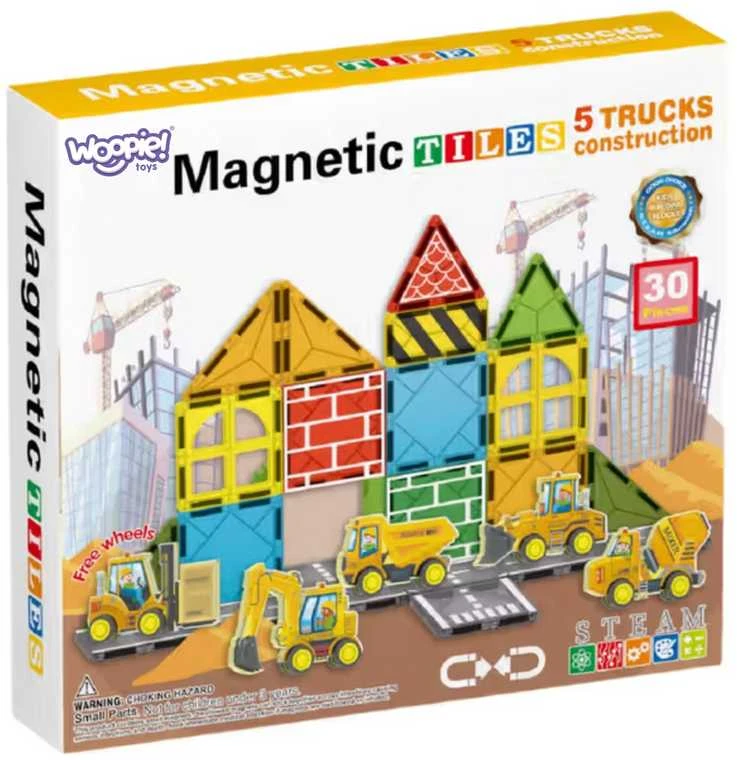 WOOPIE Magnetinis Konstruktorius su Statybiniais Automobiliais 30vnt